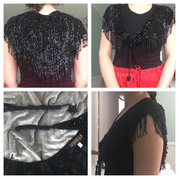 Victorian Vibes VTG Isabella Silk Beaded Shoulder Wrap Shawl - Picture 8 of 8